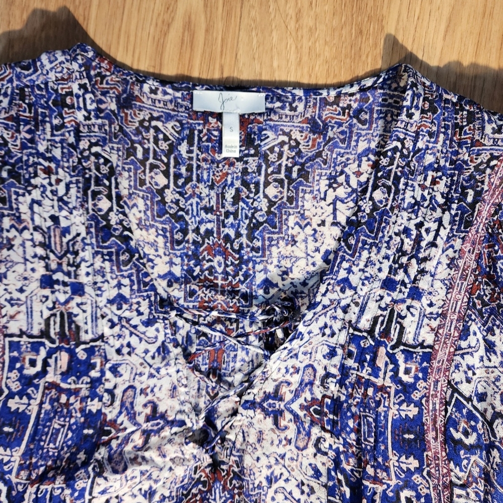 Joie Blue and White Blouse with Elegant Design